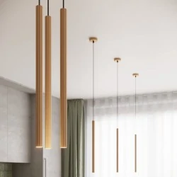 Lampy-sufitowe - lampa wisząca 3 złote karbowane tuby arche 3p sollux sl.1342 