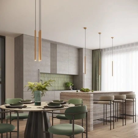 Lampy-sufitowe - lampa wisząca 3 złote karbowane tuby arche 3p sollux sl.1342 