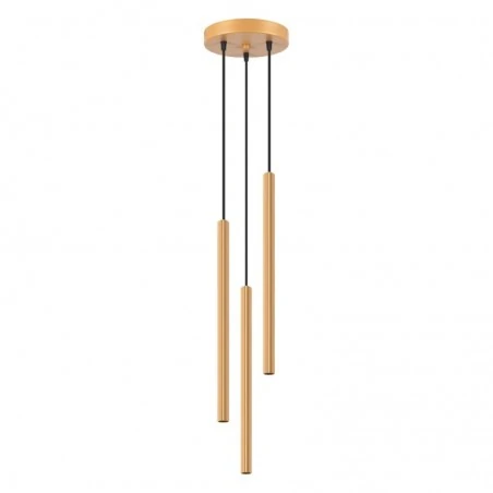 Lampy-sufitowe - lampa wisząca 3 złote karbowane tuby arche 3p sollux sl.1342 