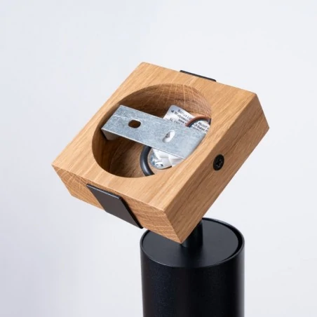 Kinkiety-do-salonu - kinkiet  z drewniąną wstawką fager 1 czarny sollux sl.1343 