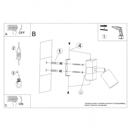 Kinkiety-do-salonu - kinkiet  z drewniąną wstawką fager 1 czarny sollux sl.1343 