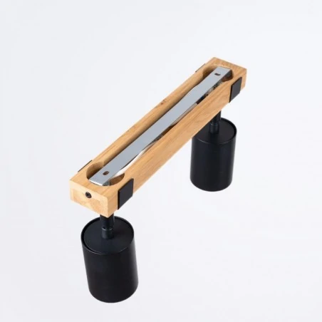 Oswietlenie-sufitowe - plafon listwa oświetleniowa czarno-drewniana boho fager 2 czarny sollux sl.1344 