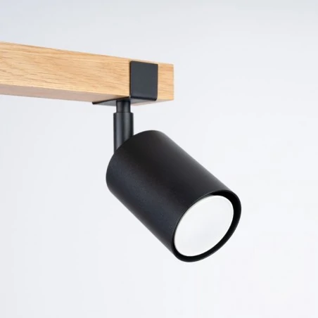 Oswietlenie-sufitowe - plafon listwa oświetleniowa czarno-drewniana boho fager 2 czarny sollux sl.1344 