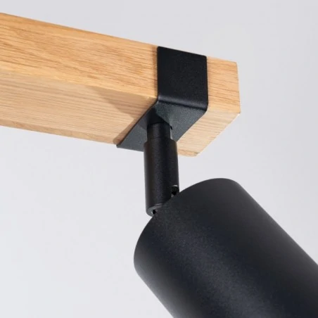 Oswietlenie-sufitowe - plafon listwa oświetleniowa czarno-drewniana boho fager 2 czarny sollux sl.1344 