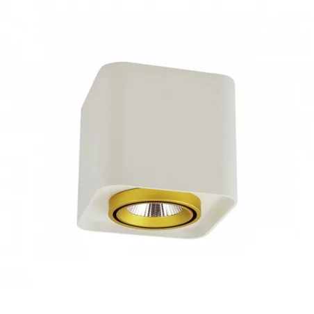 Oprawy-sufitowe - oprawa natynkowa led xeno kwadrat biało-złoty 3000k 10w 800lm polux 