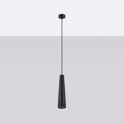 Lampy-sufitowe - lampa wisząca electra czarna beton sollux sl.1355 