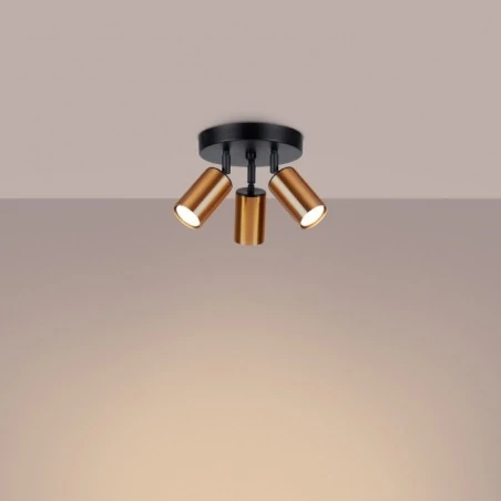 Lampy-sufitowe - plafon winx 3p czarny/miedź sollux sl.1377 