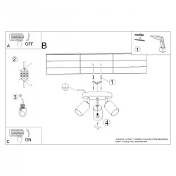 Lampy-sufitowe - plafon winx 3p czarny/miedź sollux sl.1377 