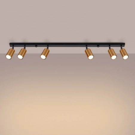 Lampy-sufitowe - plafon winx 6l czarny/miedź sollux sl.1380 