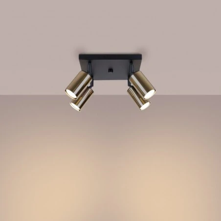 Lampy-sufitowe - plafon winx 4 czarny/złoty sollux sl.1386 