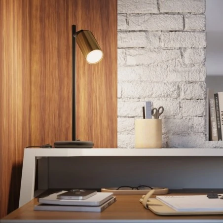 Lampki-biurkowe - lampa biurkowa winx czarny/złoty sollux sl.1389 