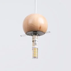 Lampy-sufitowe - lampa wisząca pekka 1 biała/naturalne drewno sollux sl.1390 
