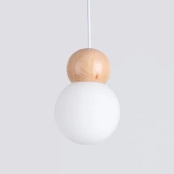 Lampy-sufitowe - lampa wisząca pekka 1 biała/naturalne drewno sollux sl.1390 