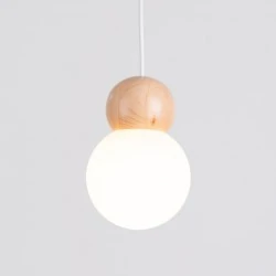 Lampy-sufitowe - lampa wisząca pekka 1 biała/naturalne drewno sollux sl.1390 