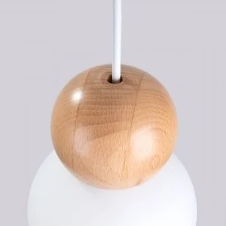 Lampy-sufitowe - lampa wisząca pekka 1 biała/naturalne drewno sollux sl.1390 