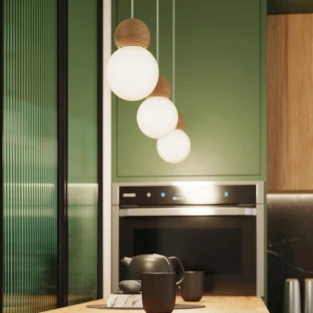 Lampy-sufitowe - lampa wisząca pekka 1 biała/naturalne drewno sollux sl.1390 