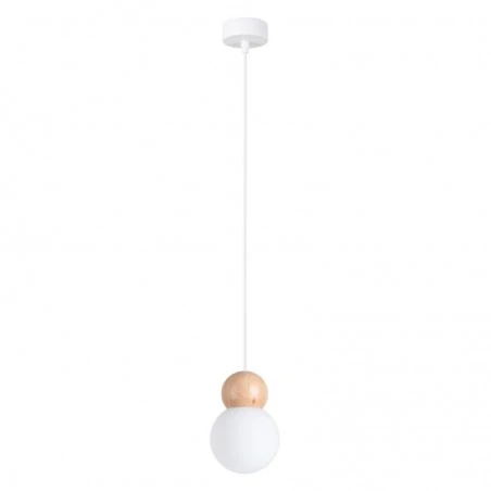 Lampy-sufitowe - lampa wisząca pekka 1 biała/naturalne drewno sollux sl.1390 