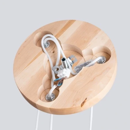 Lampy-sufitowe - lampa wisząca pekka 3p biała/naturalne drewno sollux sl.1391 