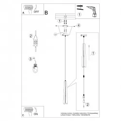 Lampy-sufitowe - lampa wisząca prysm 1 czarna sollux sl.1400 
