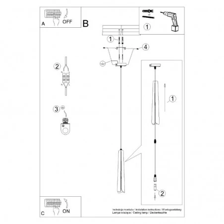 Lampy-sufitowe - lampa wisząca prysm 1 czarna sollux sl.1400 