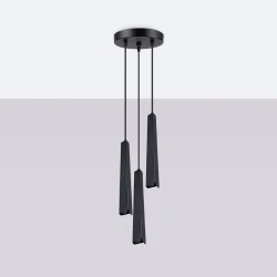 Lampy-sufitowe - lampa wisząca prysm 3p czarna sollux sl.1401 