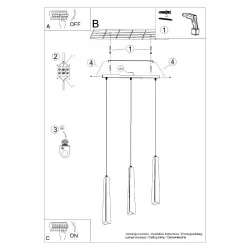 Lampy-sufitowe - lampa wisząca prysm 3l czarna sollux sl.1402 