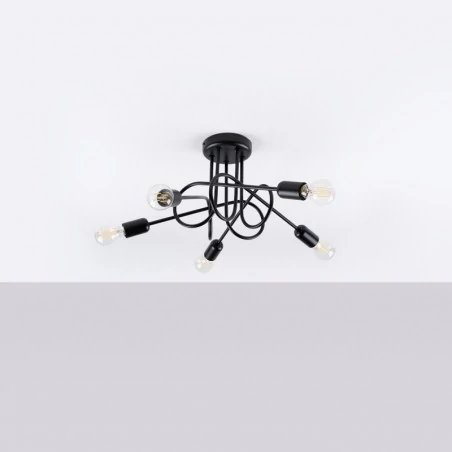 Lampy-sufitowe - żyrandol loop 5 czarny sollux sl.1435 
