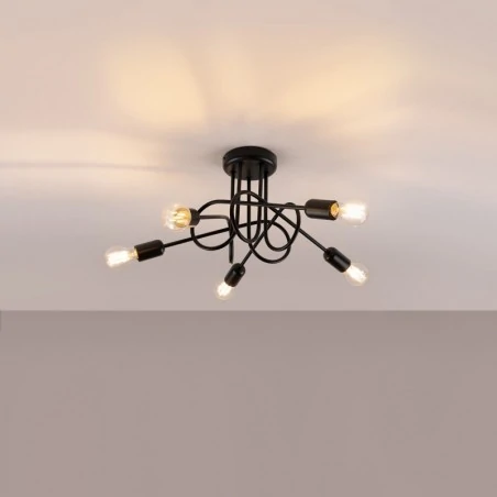Lampy-sufitowe - żyrandol loop 5 czarny sollux sl.1435 