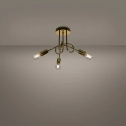 Lampy-sufitowe - żyrandol loop 3 złoty połysk sollux sl.1437 