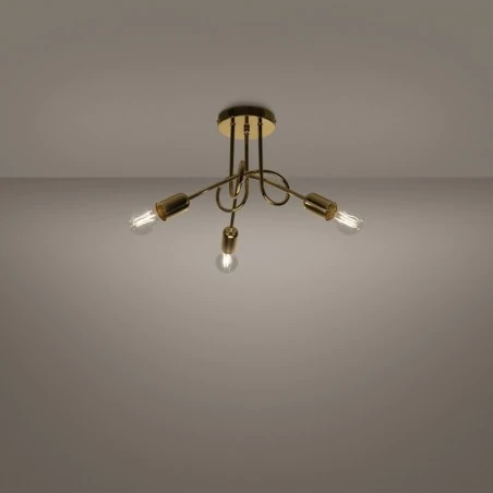 Lampy-sufitowe - żyrandol loop 3 złoty połysk sollux sl.1437 