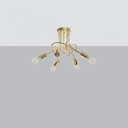 Lampy-sufitowe - żyrandol loop 5 złoty połysk sollux sl.1438 