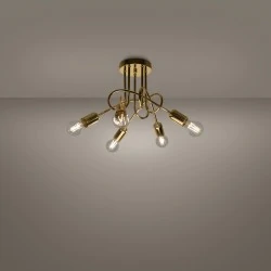 Lampy-sufitowe - żyrandol loop 5 złoty połysk sollux sl.1438 