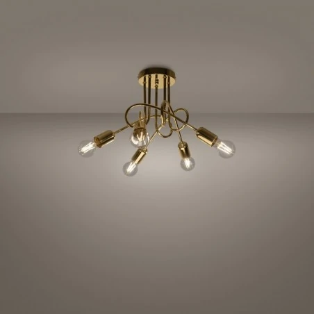 Lampy-sufitowe - żyrandol loop 5 złoty połysk sollux sl.1438 