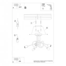 Lampy-sufitowe - żyrandol loop 5 złoty połysk sollux sl.1438 