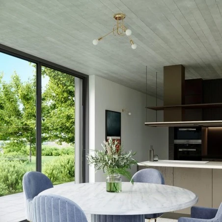 Lampy-sufitowe - żyrandol loop 5 złoty połysk sollux sl.1438 