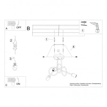 Lampy-sufitowe - żyrandol loop 3 chrom sollux sl.1440 