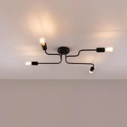Lampy-sufitowe - żyrandol nowoczesny na 4 wyginane ramiona vector 4 czarny sollux sl.1446 