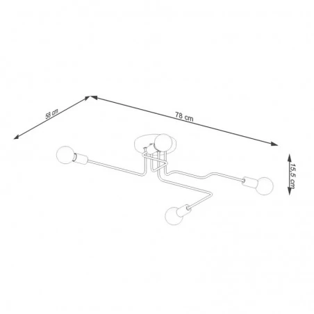Lampy-sufitowe - żyrandol nowoczesny na 4 wyginane ramiona vector 4 czarny sollux sl.1446 