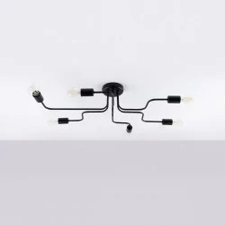 Lampy-sufitowe - żyrandol 6-ramienny industrialny vector 6 czarny sollux sl.1447 