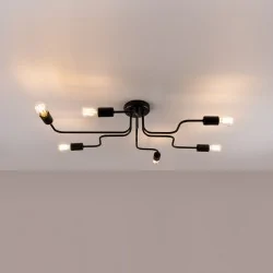 Lampy-sufitowe - żyrandol 6-ramienny industrialny vector 6 czarny sollux sl.1447 