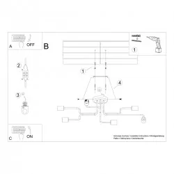 Lampy-sufitowe - żyrandol 6-ramienny industrialny vector 6 czarny sollux sl.1447 