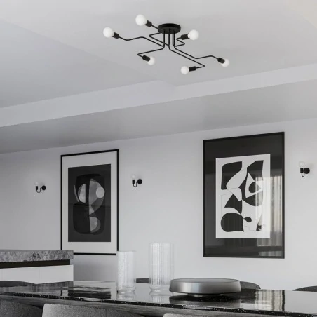 Lampy-stojace - żyrandol nowoczesny na 8 ramion vector 8 czarny sollux sl.1448 