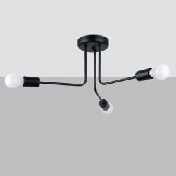 Lampy-sufitowe - żyrandol industrialny 3 ramiona norah 3 czarny sollux sl.1450 