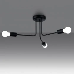 Lampy-sufitowe - żyrandol industrialny 3 ramiona norah 3 czarny sollux sl.1450 