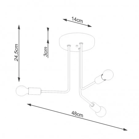 Lampy-sufitowe - żyrandol industrialny 3 ramiona norah 3 czarny sollux sl.1450 