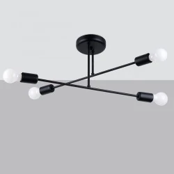 Lampy-sufitowe - żyrandol norah 4 ramiona czarny modernistyczny sollux sl.1451 