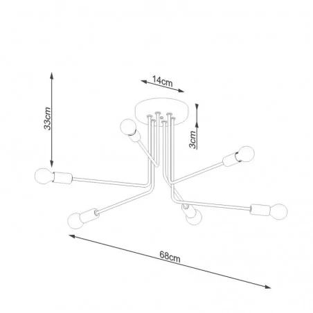 Lampy-sufitowe - żyrandol nowoczesny typu pająk 6 ramion czarny norah  sollux sl.1452 