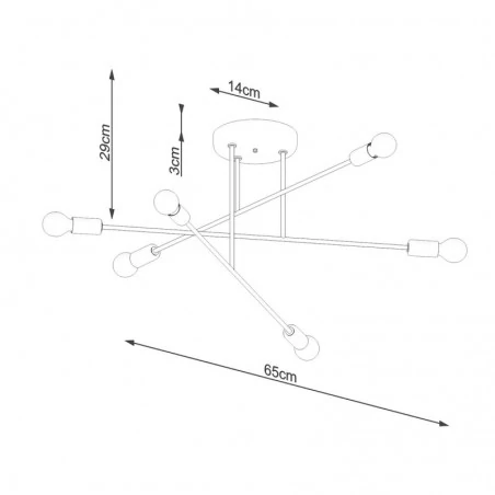 Lampy-sufitowe - żyrandol nowoczesny 6 ramion pająk norah 6r czarny sollux sl.1453 