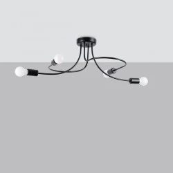 Lampy-sufitowe - żyrandol modny wyginany do sypialni levar 4 czarny sollux sl.1455 