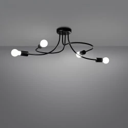 Lampy-sufitowe - żyrandol modny wyginany do sypialni levar 4 czarny sollux sl.1455 
